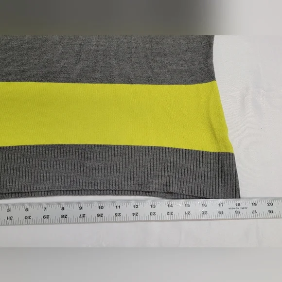 French Connection Womens Size Large Lime Green And Gray Colorblock Sweater - Picture 8 of 9